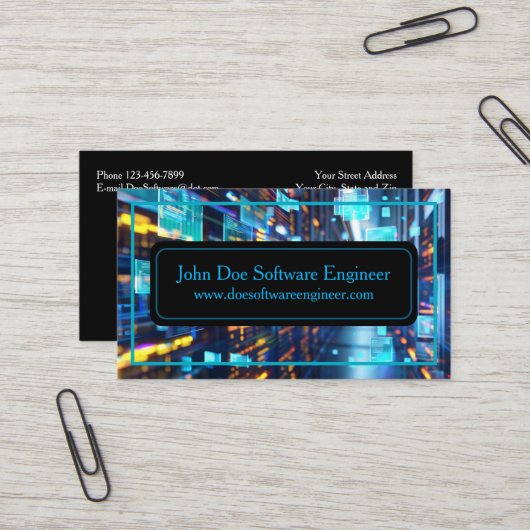 Visitekaartje Software Engineer Cyber Security (Voorkant / Achterkant in situ)