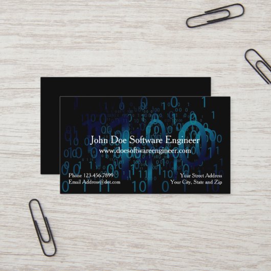 Visitekaartje software engineer cyberbeveiliging (Voorkant / Achterkant in situ)