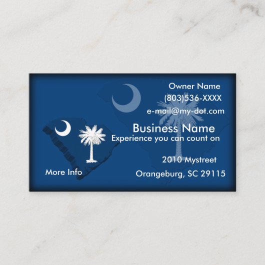Visitekaartje South Carolina Flag Map (Voorkant)