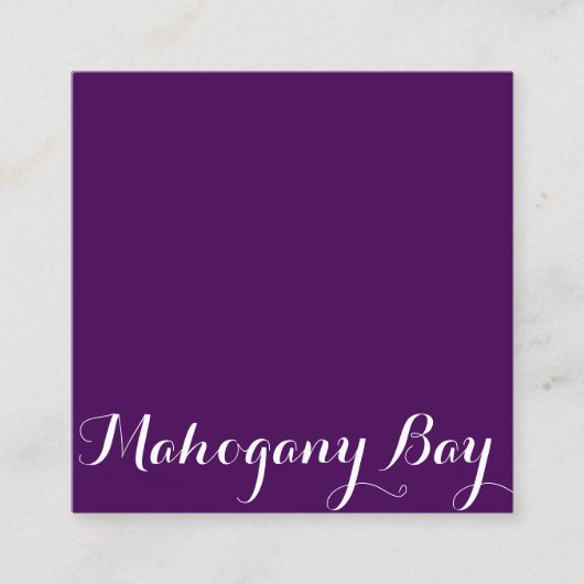 Visitekaartje Square Script in Eggplant (Voorkant)