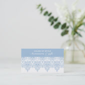 VISITEKAARTJE stijlvol Damask Pastel bleek blauw (Staand voorkant)