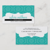 VISITEKAARTJE Stijlvol Damask Pattern Jade Green (Voorkant / Achterkant)