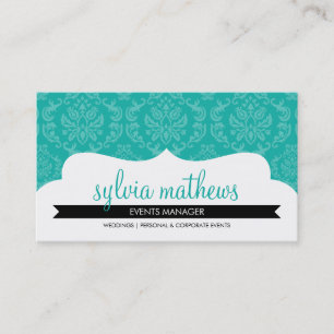 VISITEKAARTJE Stijlvol Damask Pattern Jade Green