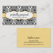 VISITEKAARTJE stijlvol Damask zwart citroengeel (Voorkant / Achterkant)