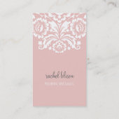 VISITEKAARTJE stijlvol elegant damask roze grijs (Achterkant)
