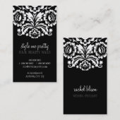 VISITEKAARTJE stijlvol elegant damast zwart (Voorkant / Achterkant)