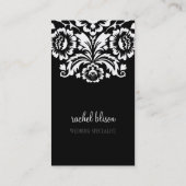VISITEKAARTJE stijlvol elegant damast zwart (Achterkant)