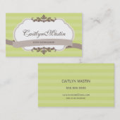 VISITEKAARTJE stijlvol elegante peer groen bruin (Voorkant / Achterkant)