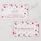 VISITEKAARTJE :: stijlvolle confetti rood roze gou (Voorkant / Achterkant)