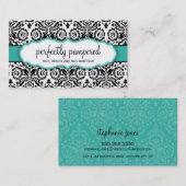 VISITEKAARTJE stijlvolle Damask Black Jade Emerald (Voorkant / Achterkant)