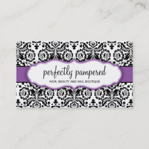 VISITEKAARTJE stijlvolle Damask zwart violet paars