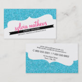 VISITEKAARTJE stijlvolle glitter sparkle aqua roze (Voorkant / Achterkant)