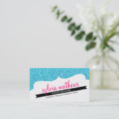 VISITEKAARTJE stijlvolle glitter sparkle aqua roze (Staand voorkant)