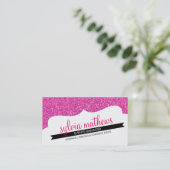 VISITEKAARTJE stijlvolle glitter sparkle bold roze (Staand voorkant)
