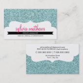 VISITEKAARTJE stijlvolle glitter sparkle bord blau (Voorkant / Achterkant)