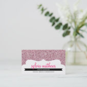 VISITEKAARTJE stijlvolle glitter sparkle bord roze (Staand voorkant)