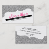 VISITEKAARTJE stijlvolle glitter sparkle zilverkle (Voorkant / Achterkant)