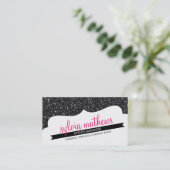 VISITEKAARTJE stijlvolle glitter sparkle zwart roz (Staand voorkant)