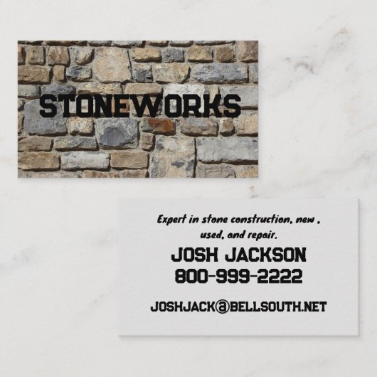 VISITEKAARTJE STONEWORKS (Voorkant / Achterkant)