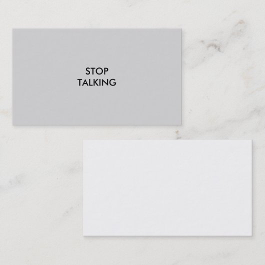 visitekaartje "STOP TALKING" (Voorkant / Achterkant)