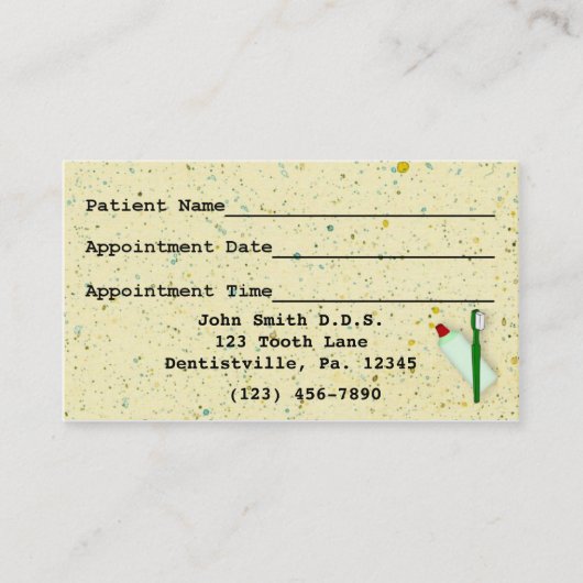 Visitekaartje tandheelkundige benoeming afsprakenkaartje (Voorkant)