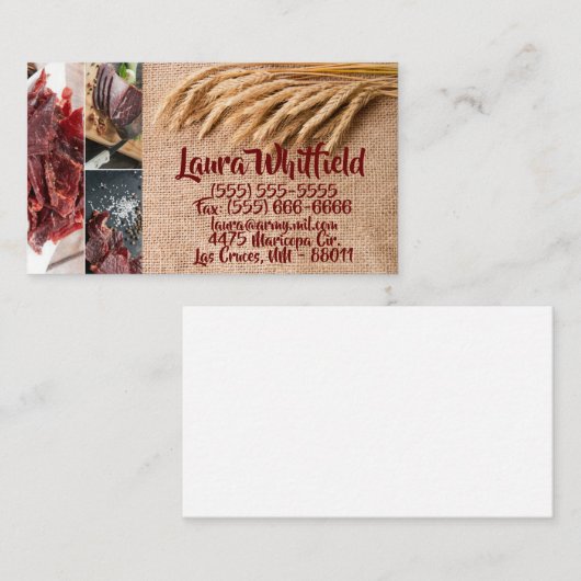 Visitekaartje Tarwe op Burlap Sack Country Rustic (Voorkant / Achterkant)