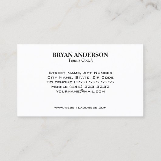 Visitekaartje Tennis Coach (Achterkant)