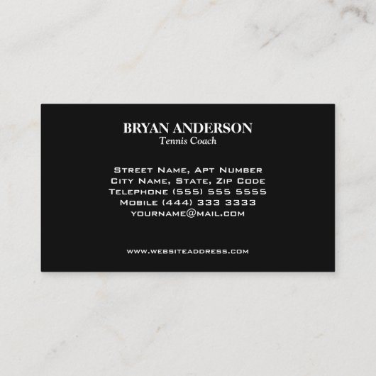 Visitekaartje Tennis Coach (Achterkant)