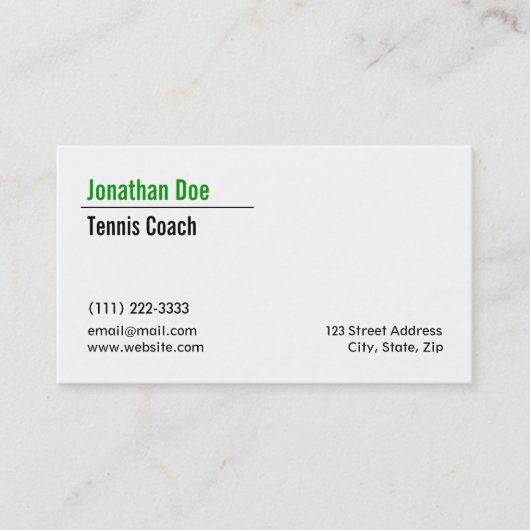 Visitekaartje Tennis Coach (Voorkant)