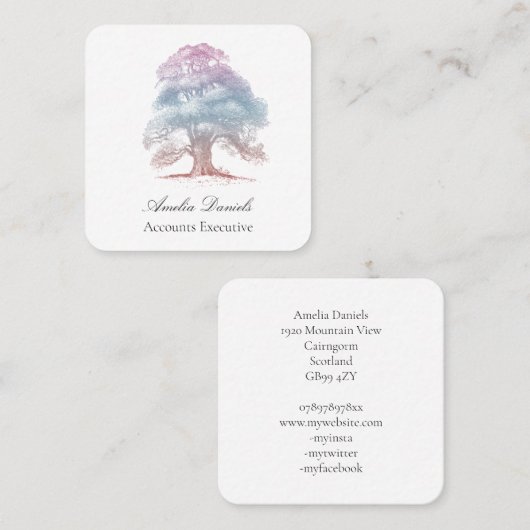 Visitekaartje ter illustratie van eikenbomen (Voorkant / Achterkant)