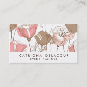 Visitekaartje ter illustratie van roze en bruine F