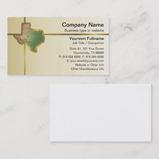 Visitekaartje Texas Map (Voorkant / Achterkant)