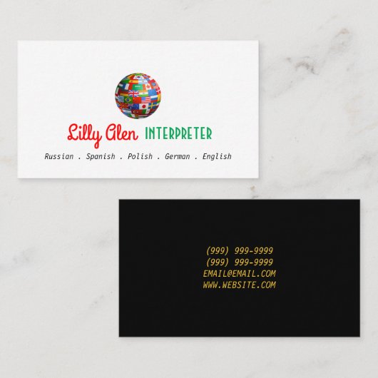 Visitekaartje tolk-vertaler (Voorkant / Achterkant)