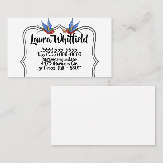 visitekaartje Traditioneel Tattoo van vogels (Voorkant / Achterkant)