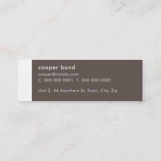 VISITEKAARTJE Trendy Modern Simple Tab Bruin (Achterkant)