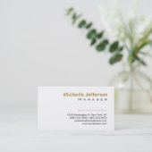 Visitekaartje Trendy Plain White Manager (Staand voorkant)