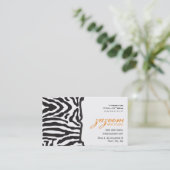 VISITEKAARTJE trendy zebra stripe sinaasappel (Staand voorkant)