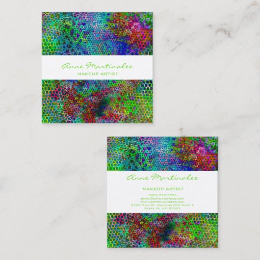 Visitekaartje Trippy Animal Print Square (Voorkant / Achterkant)