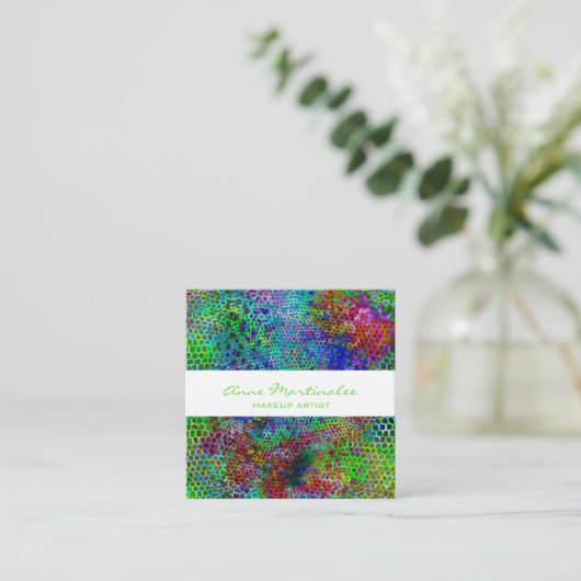 Visitekaartje Trippy Animal Print Square (Staand voorkant)