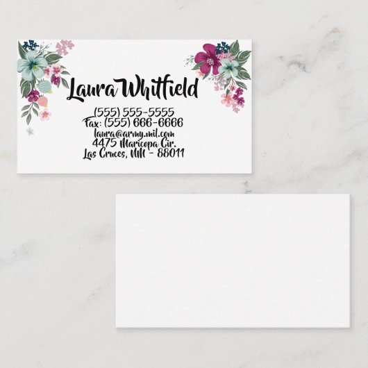 Visitekaartje Tropische Bloem op Wit (Voorkant / Achterkant)