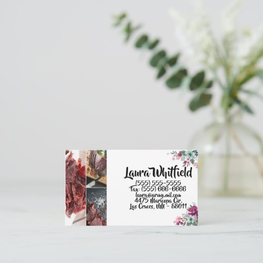 Visitekaartje Tropische bloemen op wit (Staand voorkant)