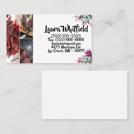 Visitekaartje Tropische bloemen op wit (Voorkant / Achterkant)