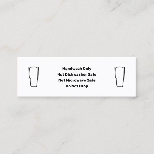 Visitekaartje Tumbler Care Instructions (Voorkant)