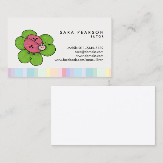Visitekaartje Tutor Cute Ladybug (Voorkant / Achterkant)