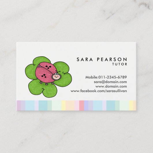 Visitekaartje Tutor Cute Ladybug (Voorkant)