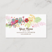 visitekaartje - uil, drie uil, florale ruggengraat (Achterkant)