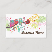 visitekaartje - uil, drie uil, florale ruggengraat (Voorkant)