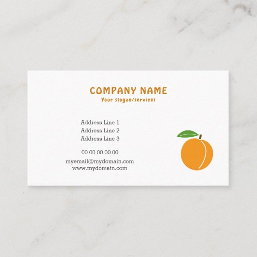 Visitekaartje van abrikozen fruit (Voorkant)