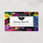 visitekaartje van abstracte waterverf bloemen (Voorkant)