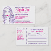 Visitekaartje van Afrikaanse Amerikaanse Hair Brai Afsprakenkaartje (Voorkant / Achterkant)